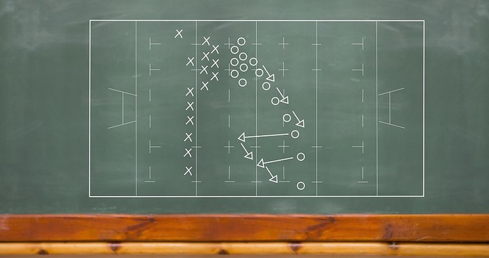 Rugby Tactics on Chalkboard