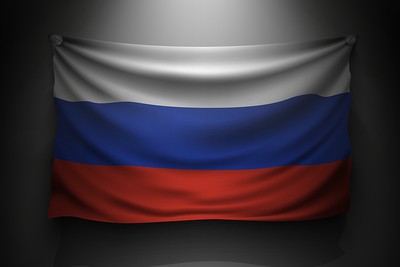 Russian Flag Under Spotlight