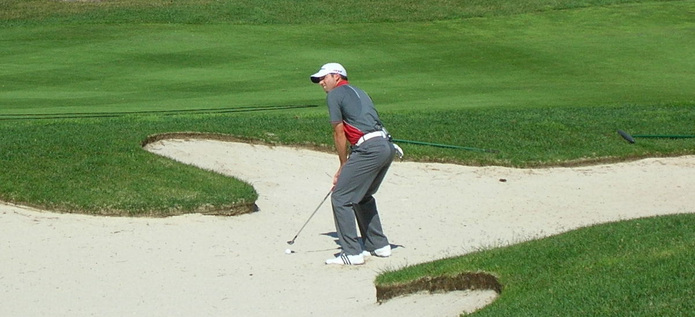 Golfer Sergio Garcia Taking Bunker Shot
