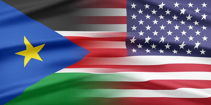 South Sudan and USA Flags Merged