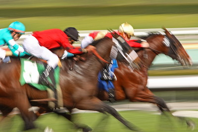 Three Blurred Horses Racing