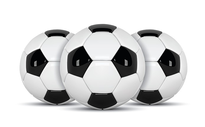 Three Glossy 3D Footballs