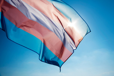 Transgender Flag Against Blue Sky