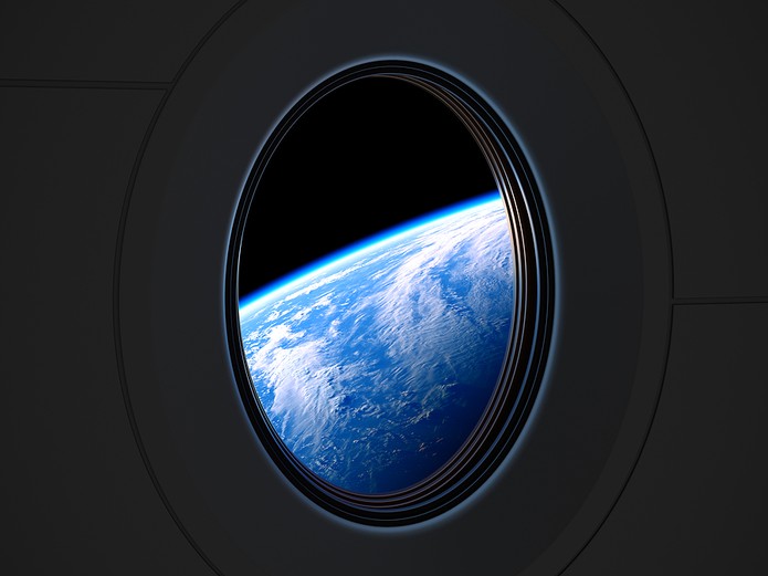 Pemandangan Bumi Dari Porthole Pesawat Luar Angkasa
