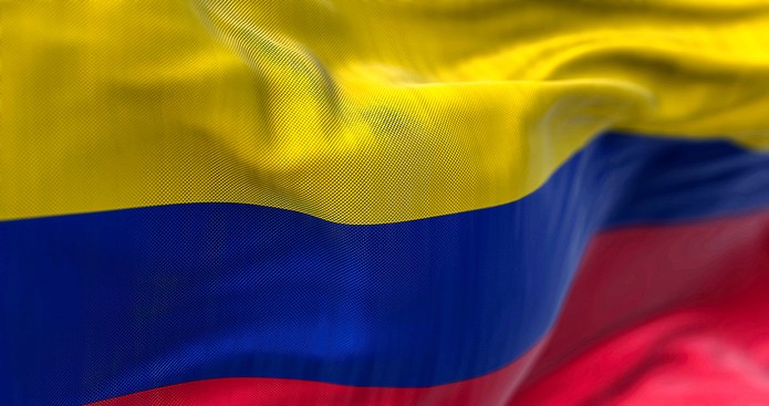 Waving Colombian Flag Close Up