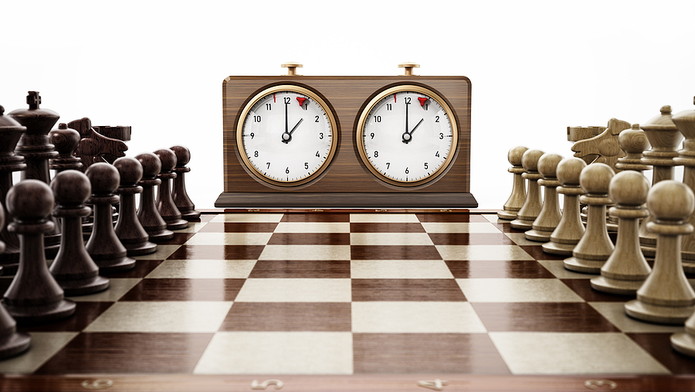 Wooden Chess Board and Clock