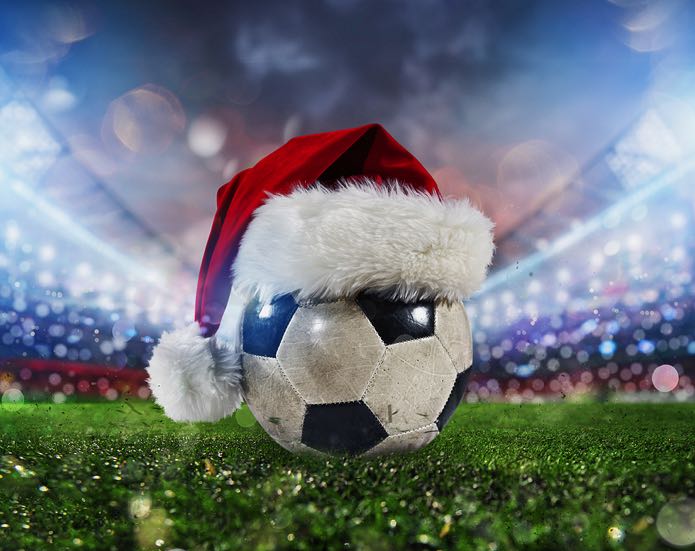Football with santa hat