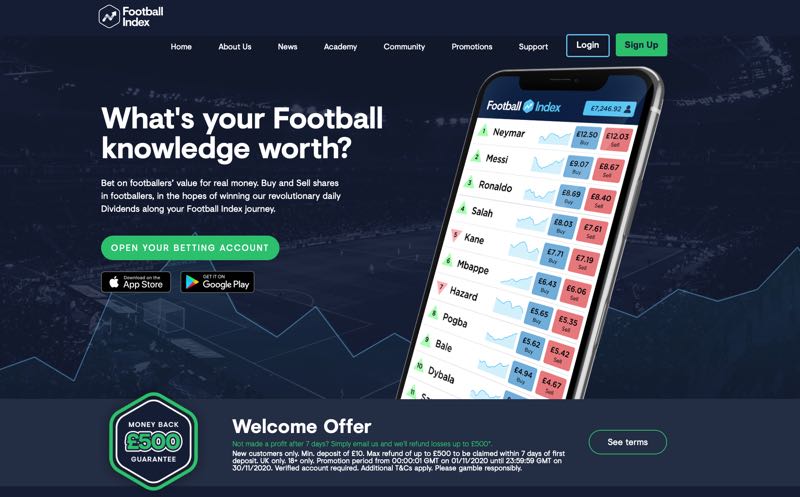 Welcome offer football index